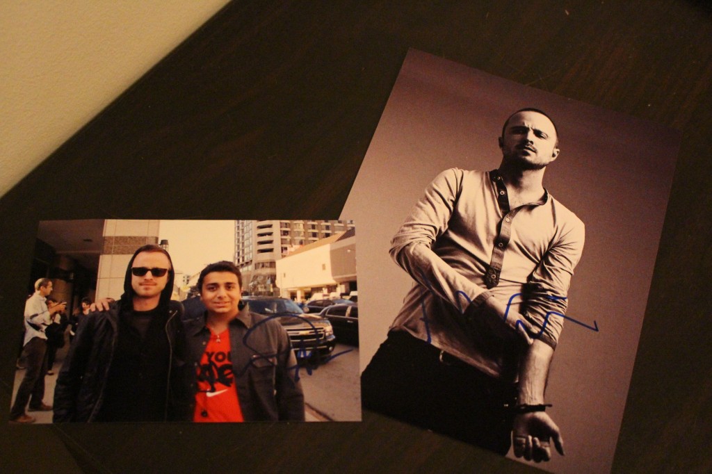 Photo of Reem's brother Ali with Aaron at TIFF 2011 and the signed photo that could be yours!